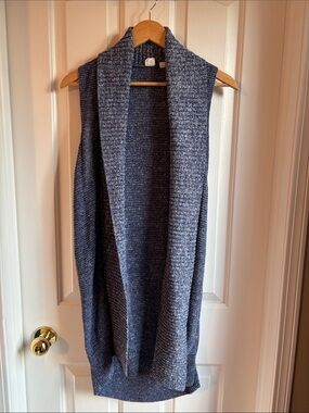 GAP Sleeveless Open-Front Knit Vest - Blue Gray
